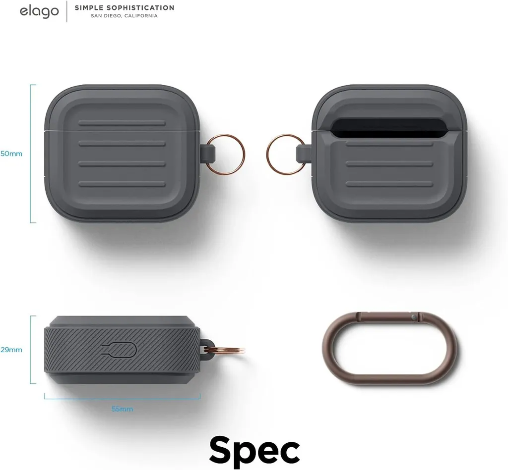 Elago Armor Case AirPods 3 Dark Grey - Custodia Rugged con Gancio - 14