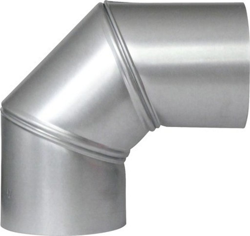 Ofenrohr-Bogen Bertrams verstellbar 0-90° Ø 130 mm feueraluminiert silber