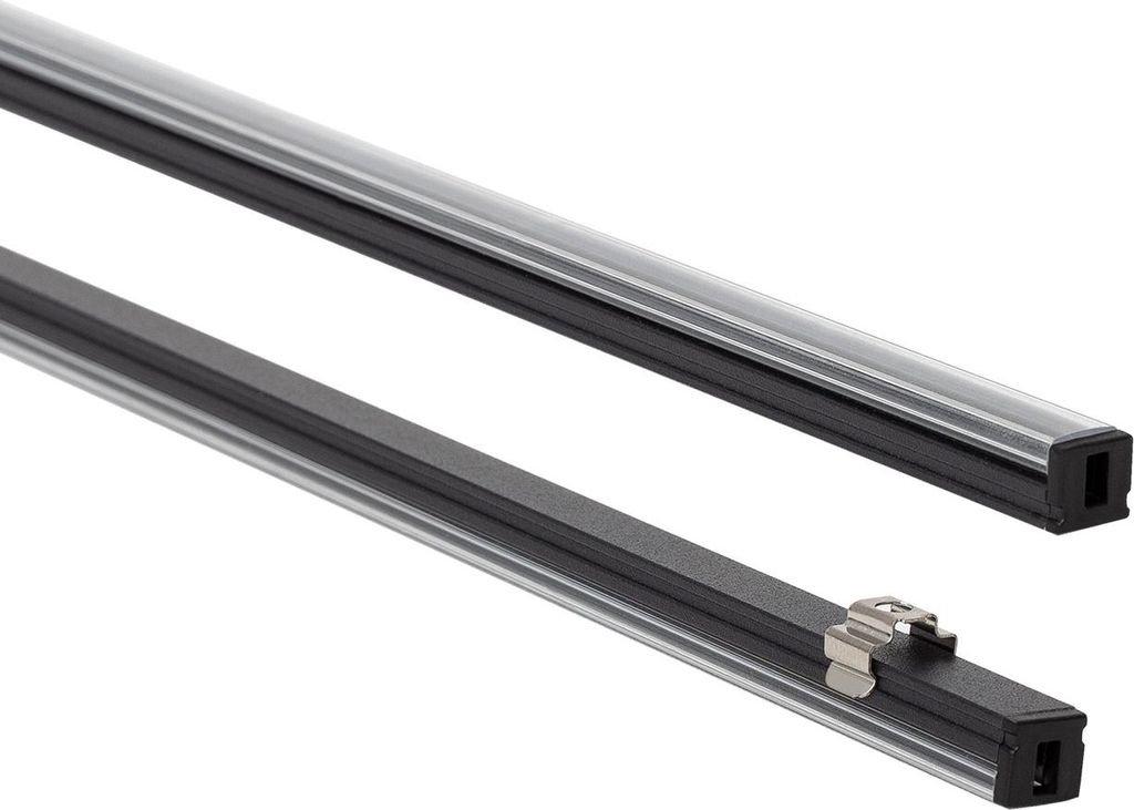 Aluminiumprofil Aufbau 8x8 mit für LED Streifen bis 6 mm Schwarz 2 m Transparente