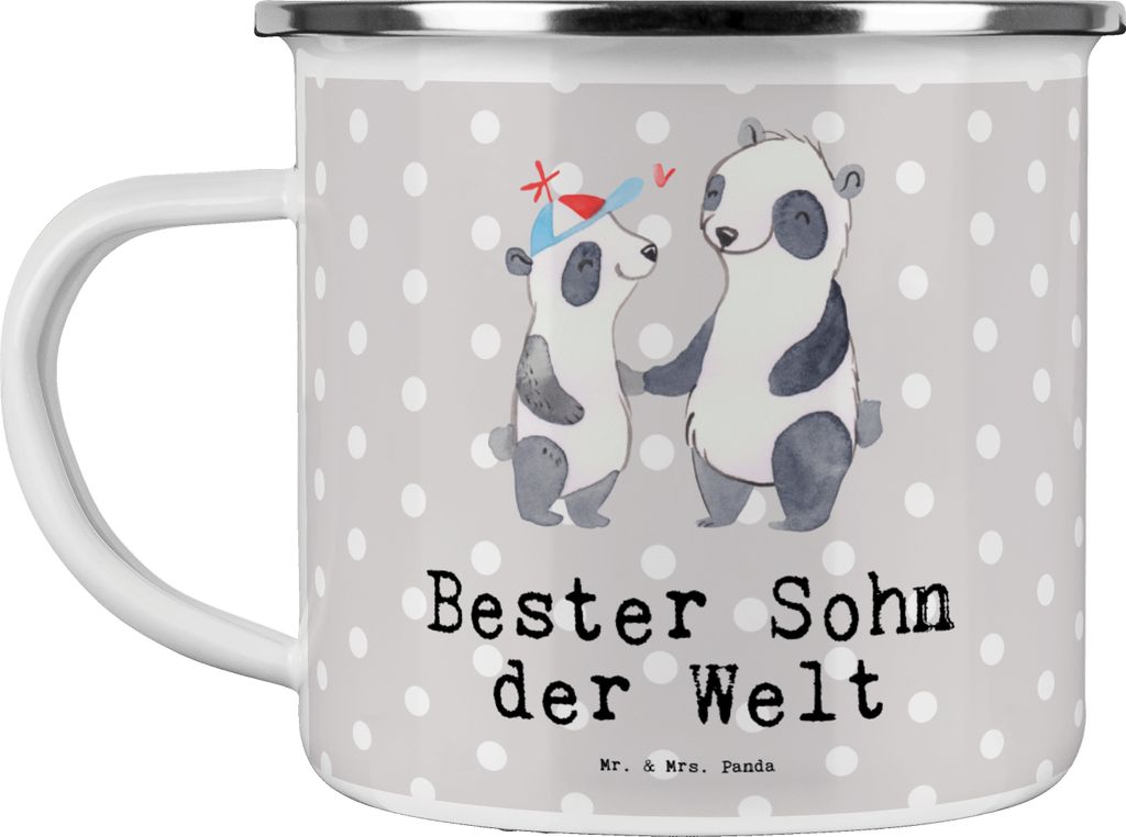 Mr. & Mrs. Panda Pott Panda Bester Sohn der Welt - Grau Pastell - Geschenk, Vater, Kaffeepott, Familie, Geschenkidee, Reisebecher, Nachwuchs, Hafer...