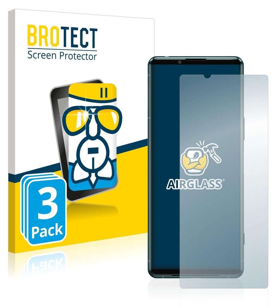 A product shot of a screen protector packaging and a smartphone with a screen protector applied.