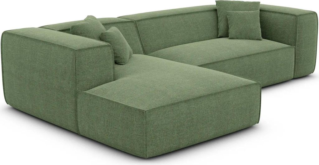 Strukturstoff L-Form Sofa Arelia Grün Links