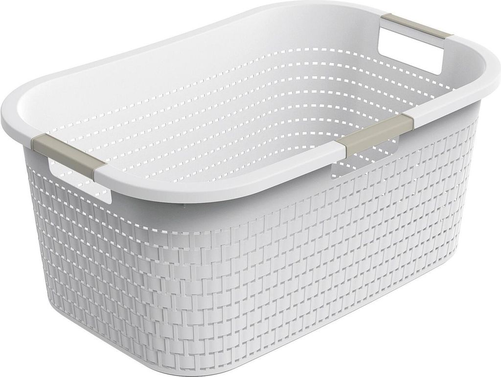 ROTHO Wäschekorb Country 58x38,9x25,1cm 40l weiß 1 Stck. Immagine del prodotto 
