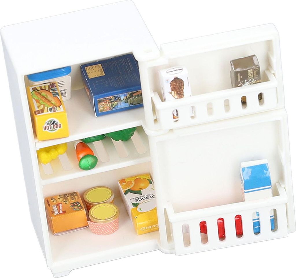 1:18 Puppenhaus Miniatur Kühlschrank Cartoon Niedliches Kühlschrankmodell Dekorative Küchenmöbel