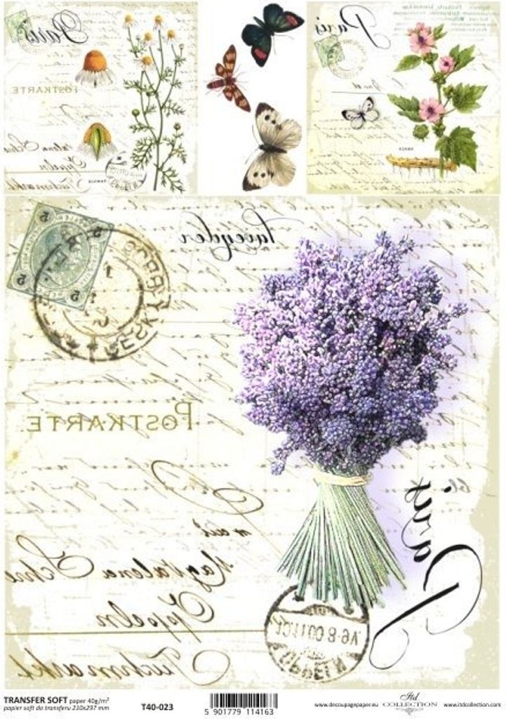 ITD Transferpapier für decoupage SOFT A4 T40-023 lavendel blumen
