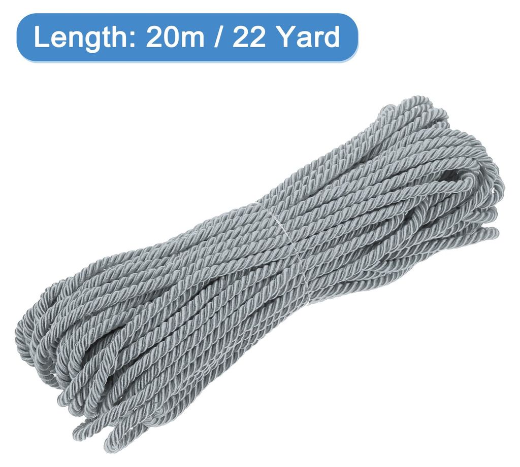 Verdrehter Kordelbesatz, 22 Yard 5mm 3-lagiges Geflochtenes Seil Gl?nzender Faden Schnur fš¹r Handwerk Geschenktš¹te Vorhang Weihnachtsdekorati...