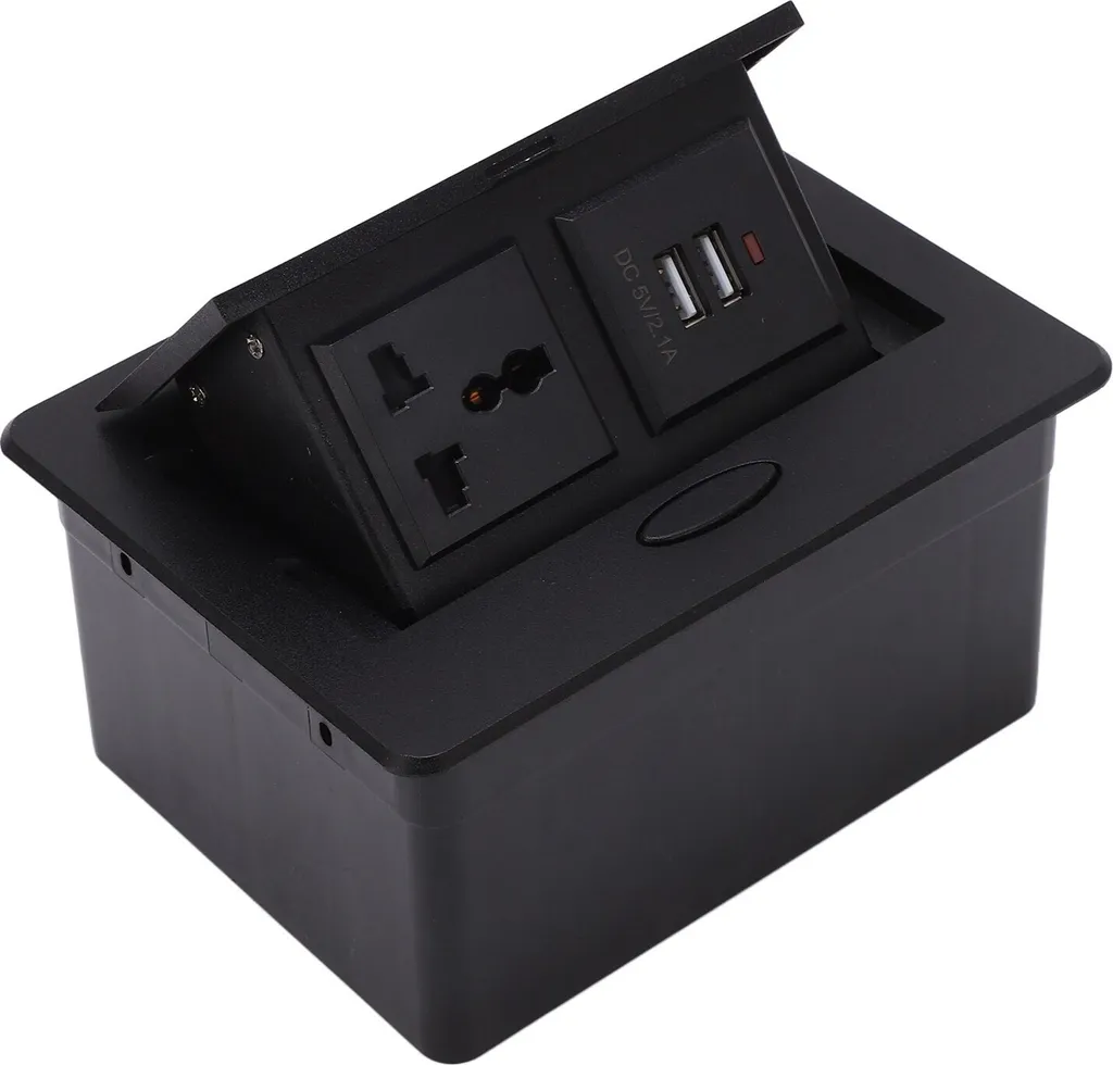 Prise de bureau universelle encastrable 250V avec 2 ports USB rapides