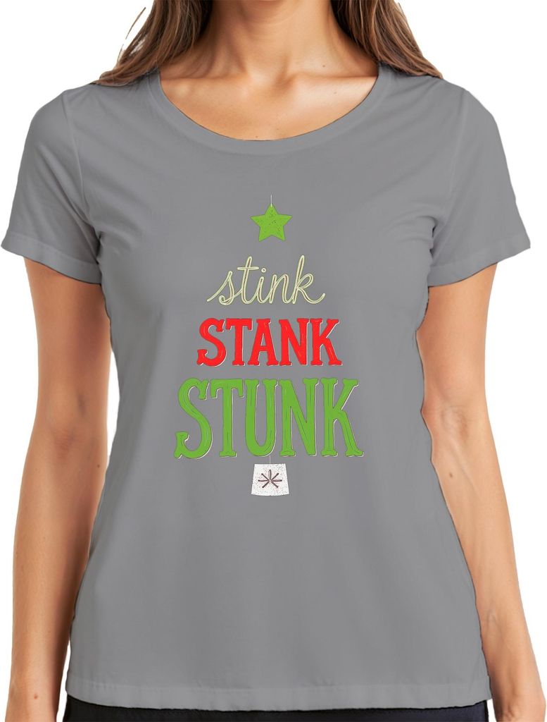 stink STANK STUNK Weihnachten Grinch Lustig Geschenk Humor Spaß Damen T-Shirt, Grau, L