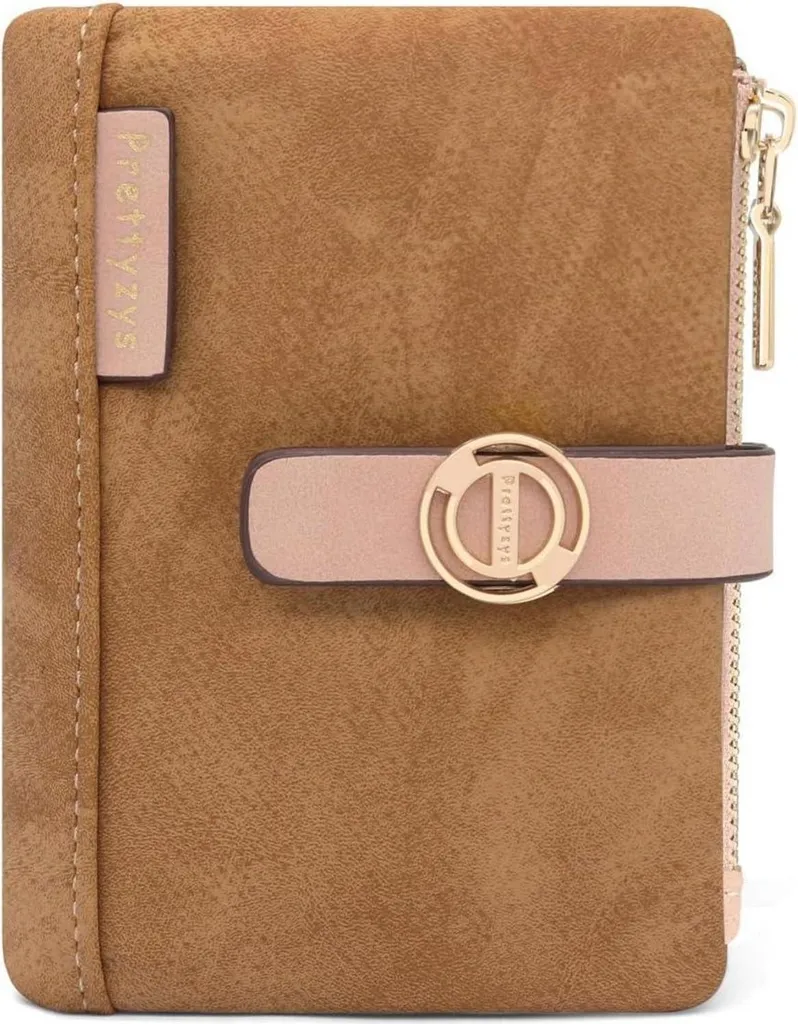 REETEE Portefeuille Femme Petit en Cuir Synthétique Marron avec Zip