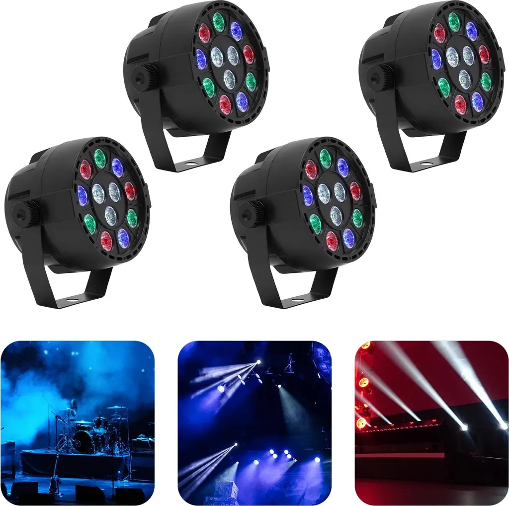 Projecteur Lumière Mini Par 12W RGB 90-240V avec Angle de Faisceau 15°