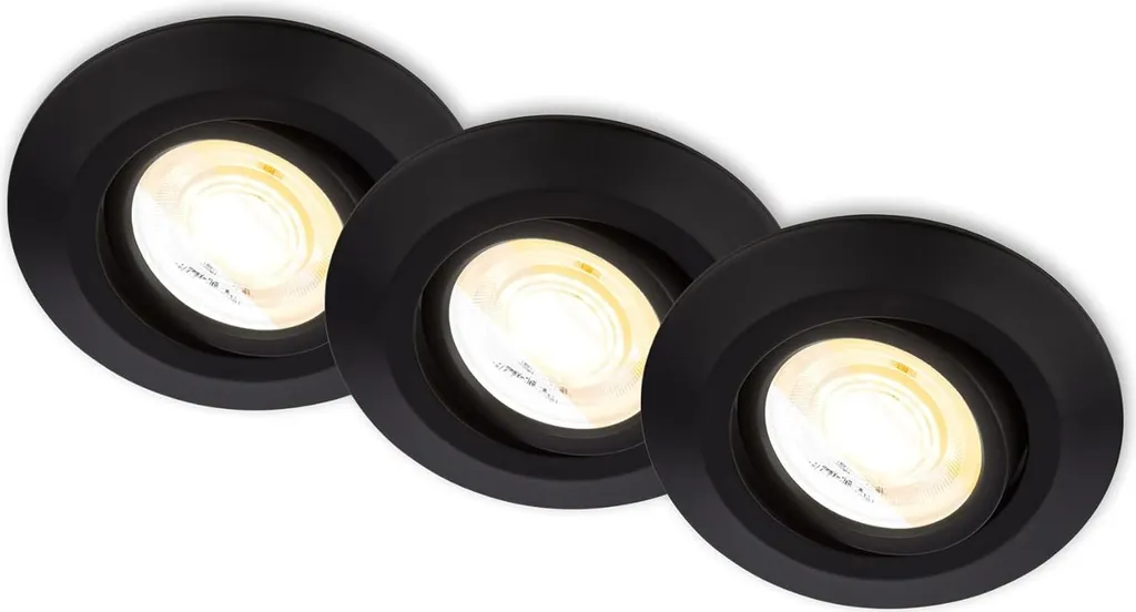 Spot LED Encastrable Orientable Noir Klira Briloner avec Variateur 3x