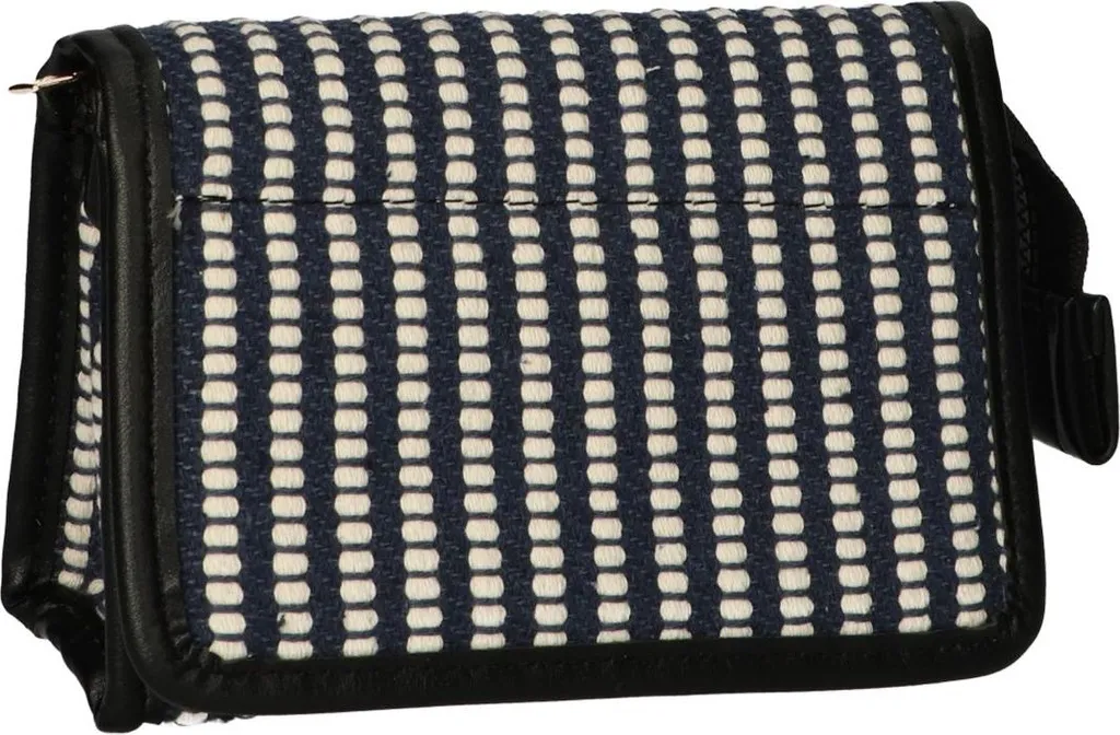 Esclusiva Borsa Traveller a Righe Blu Crema con Specchio Interno 16x11