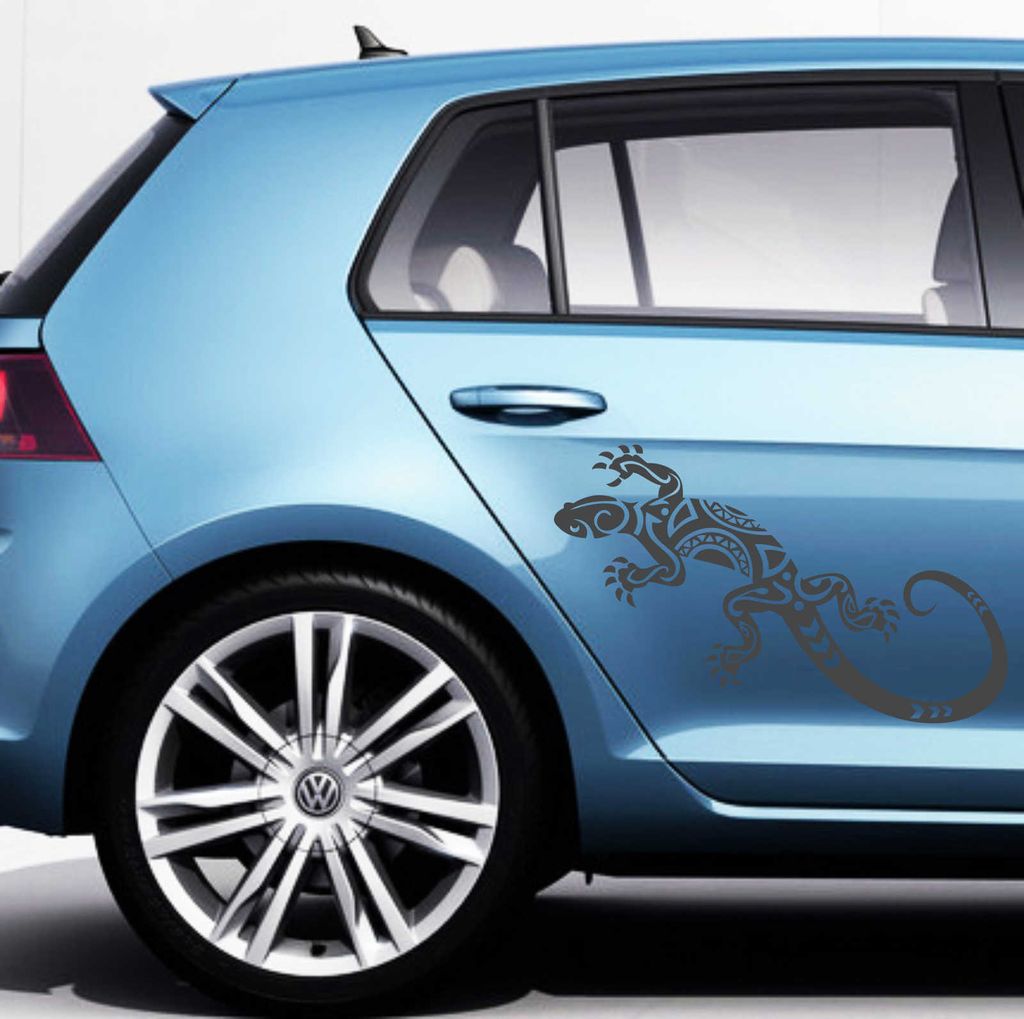 Aufkleber - Autoaufkleber-Set Abstrakt Gekko, 2 Stk. je 120cm x 49cm Graphit metallic - Tuning Carystyling Heckscheibe Auto