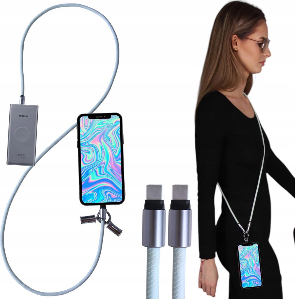 USB C-Kabel USB C Schnellladung zum Aufladen Lanyard-String für Telefon lang