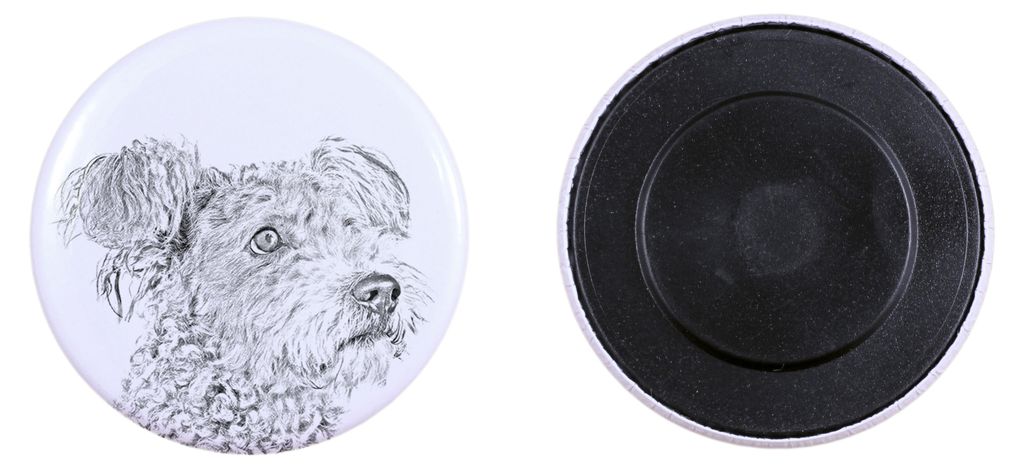 Pumi Magnet mit einem Hundepfotenabdruck, außergewöhnlich leicht, starker Magnet, handgefertigtes Produkt der Marke Art-Dog
