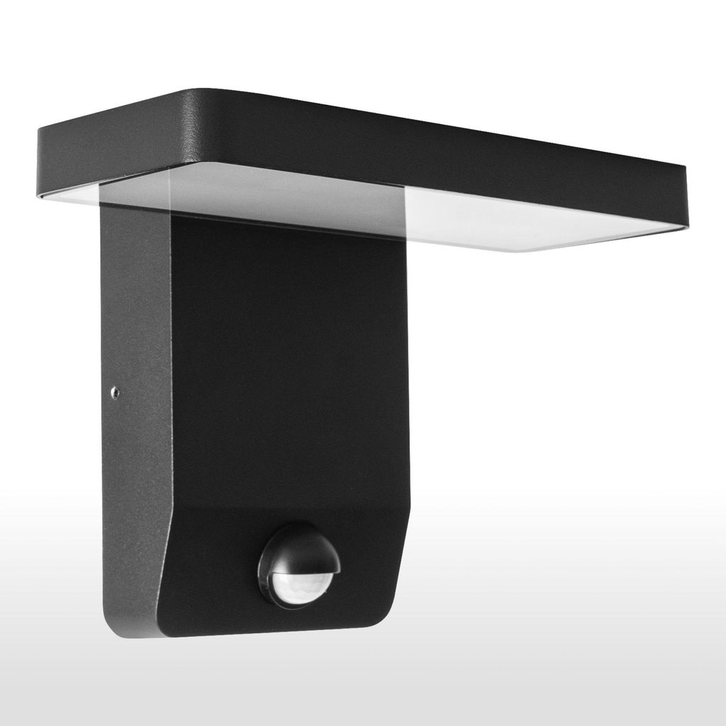 LED Außen-Wandleuchte 3015A1 Schwarz mit Bewegungsmelder, 9W, 900lm, IP44, warmweiß