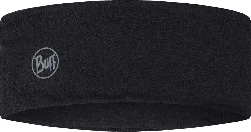 Bandeau frontal Buff en laine mérinos légère, accessoire sport noir