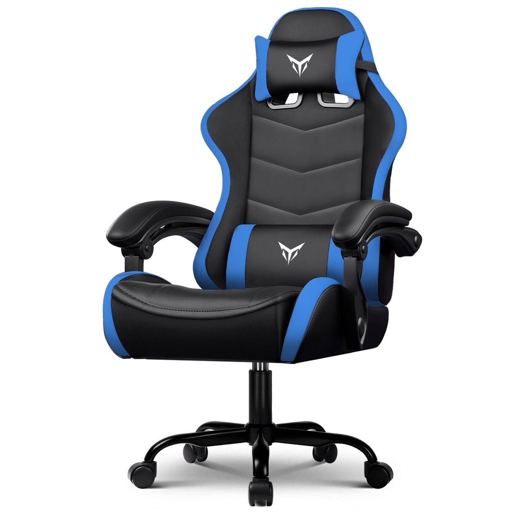 GTPLAYER Gaming Stuhl Bürostuhl Ergonomischer, Gaming Chair mit verstellbare Kopfstütze und Lendenwirbelstütze, Gaming Sessel, Blau