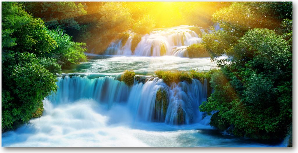 Tulup Leinwandbild -100x50 cm - Wandkunst - Drucke auf Leinwand - Leinwanddruck - Landschaften - Gelb - Wasserfall Krka