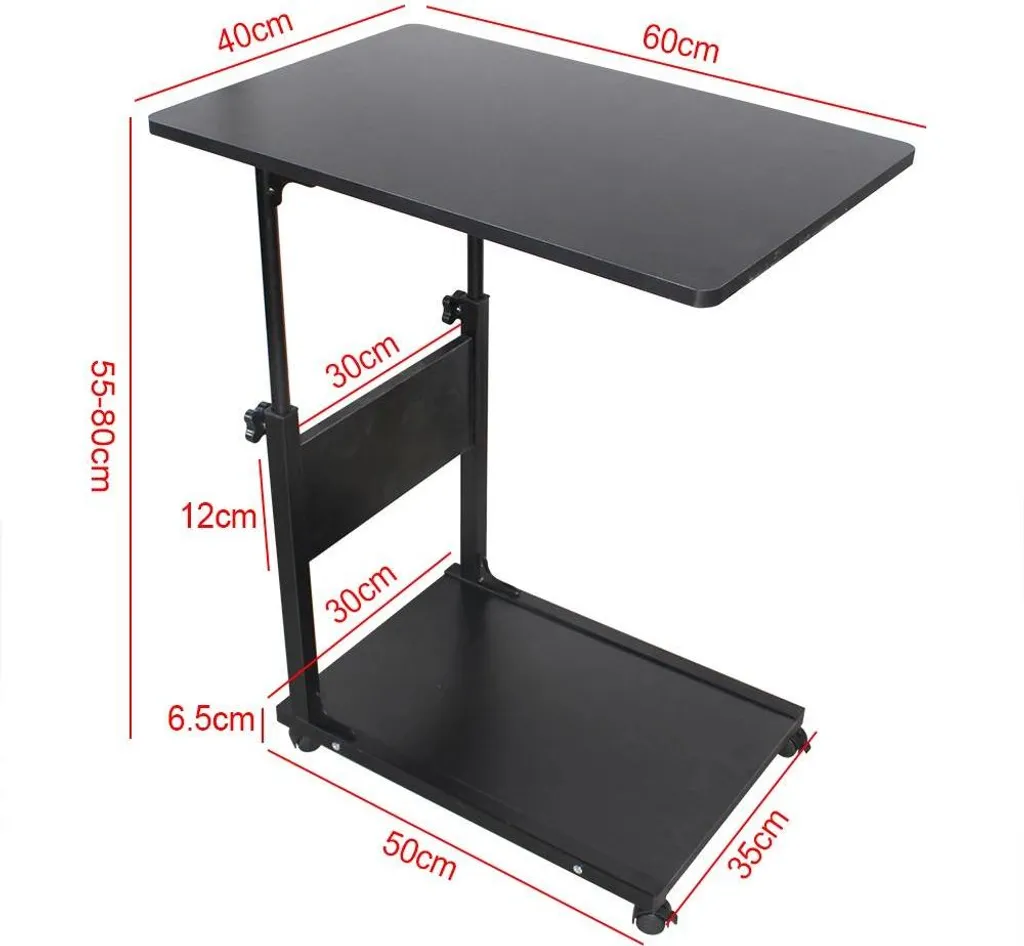 Table de lit ergonomique mobile pour limiter les maux de dos noire 60x40