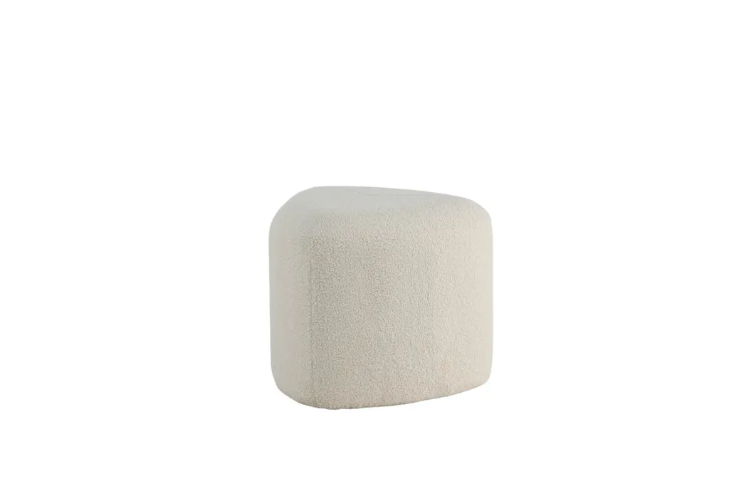 Repose-pieds blanc Ø46cm Pegpouf, texture peluche douce et confortable