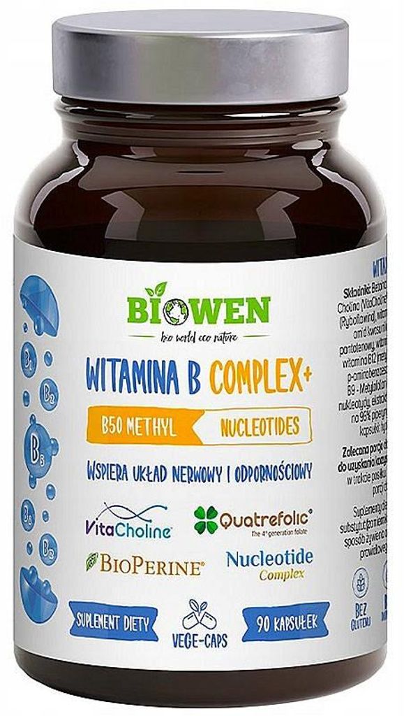 Suplement diety Biowen witamina B complex B1 B2 B3 B5 B6 B12 90 kapsułek