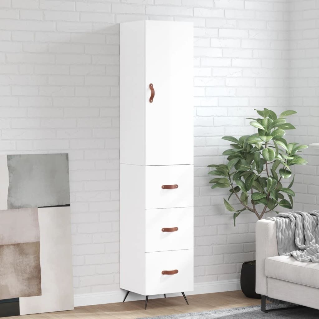 Maison Exclusive - Highboard Hochglanz-Weiß 34,5x34x180 cm Holzwerkstoff