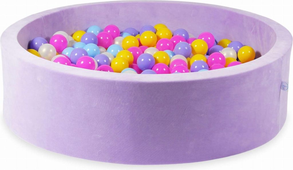 Trockenbecken 110x30 Velvet Soft Purple mit 400 Bällen: Rosa, Heidekraut, Gelb, Hellblau, Opaleszierend