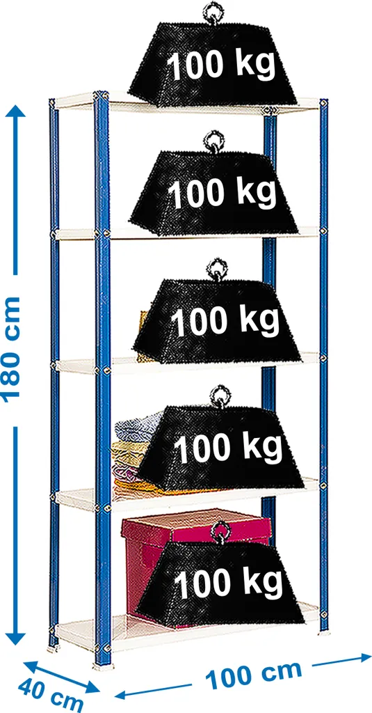 Étagère Simonhome Classic Plus 5/400 Métallique Bleu et Blanc Robuste