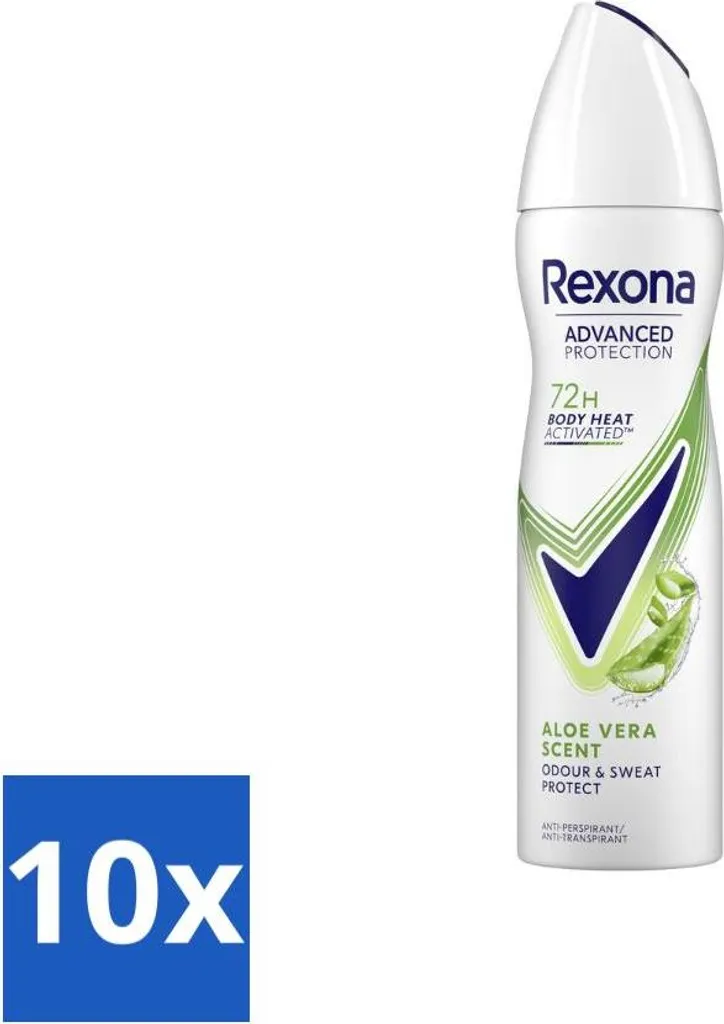 Rexona - Deodorante spray - Profumo di aloe vera - Nutriente e fresco - 150 ml - Value Pack - 10 pezzi