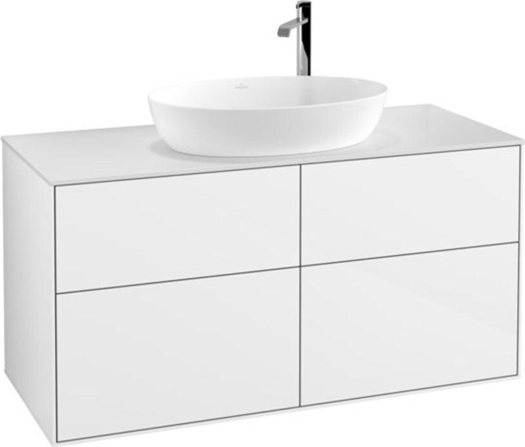 V&B Waschtischunterschrank Finion 120x60,3cm, Abd.-Pl. wh. m, glo wh. Lac