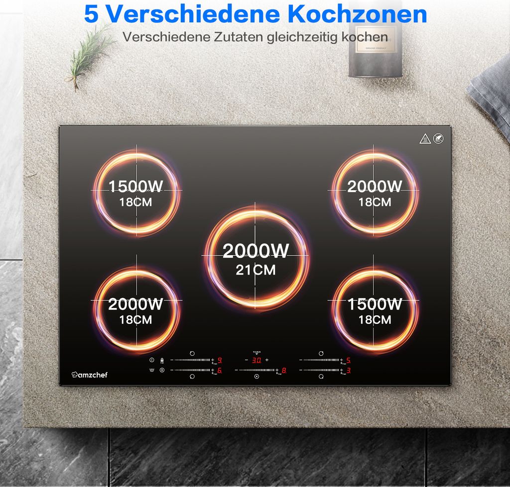 Amzchef Induktionskochfeld ,5 Zonen Induktionskochplatte Produktbild 3