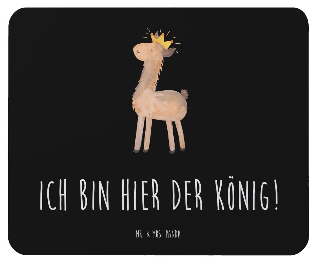 Mr. & Mrs. Panda Mouse Pad Lama König - Schwarz - Geschenk, Produktbild 