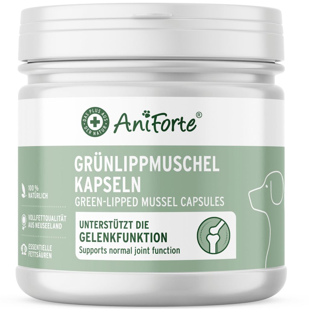 AniForte Grünlippmuschel Kapseln für Hunde 300 Stück - Gelenktabletten mit Grünlippmuschelpulver in Vollfettqualität 10,2%, für Gelenke & Agi...