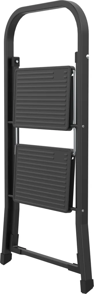 Drabest Échelle 2 marches Noir : Escabeau pliable stable et léger - 3