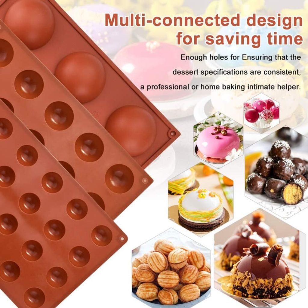 Backform Halbkugel 3 Stück Rund Silikonform Pralinenform Produktbild 4