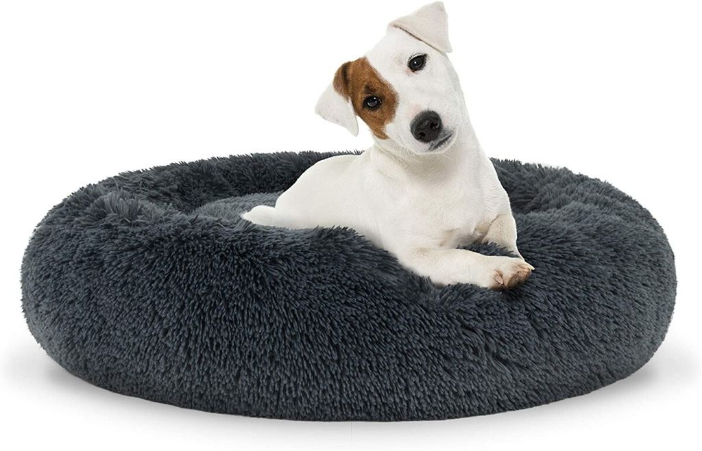 Plüsch-Hundebett M - 60 cm - Dunkelgrau - Kuschelig - Bequem - Waschbar