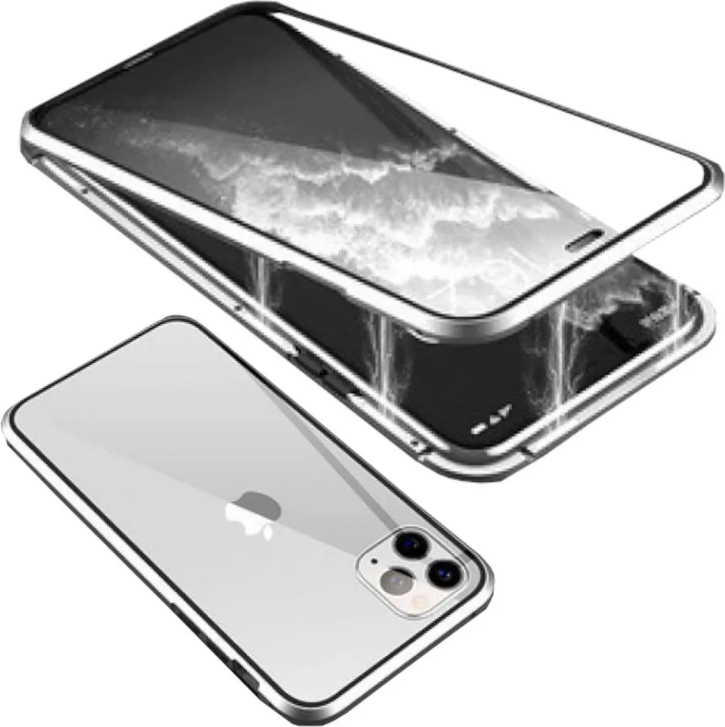 Per Apple iPhone 15 Pro Max Custodia del telefono cellulare 360 magnetico vetro paraurti metallo caso