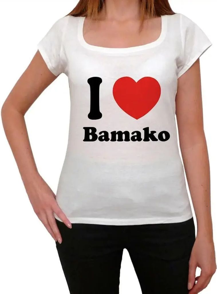 Damen Grafik T-Shirt Ich liebe Bamako – I Love Bamako – Öko-Verantwortlich Vintage Jahrgang Kurzarm Lustige Druck Geburtstag Geschenk Frau