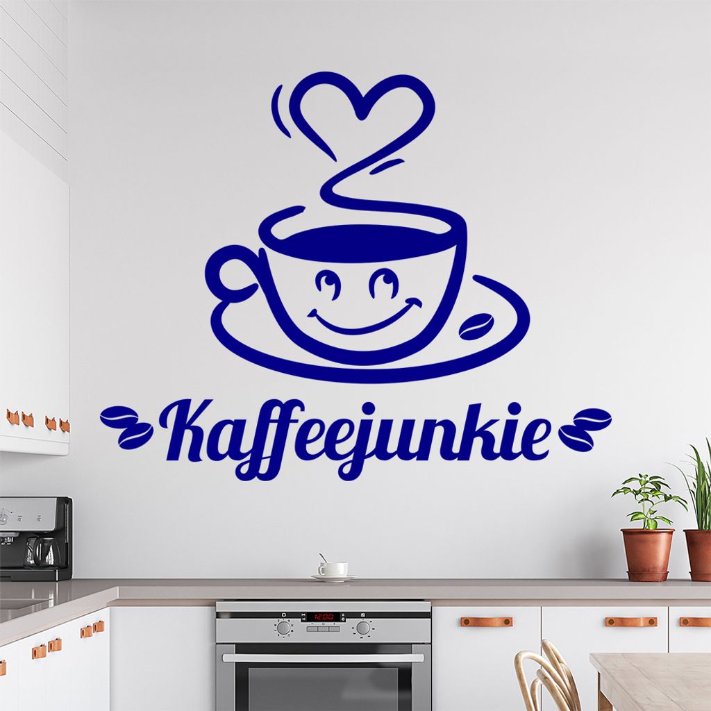 Kaffeejunkie Wandtattoo in 6 Größen - Wandaufkleber Wall Sticker - Dekoration, Küche, Wohnzimmer, Schlafzimmer, Badezimmer