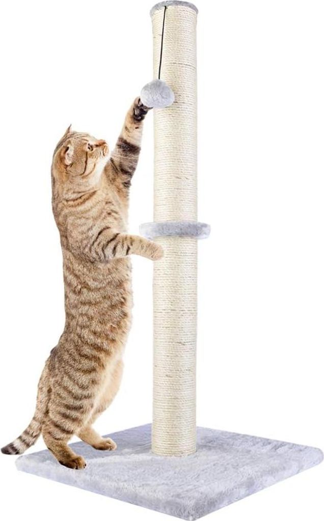 Hohe Kratzsäule für große Katzen - Spielzeugball - 1 Stück - Grau - 29"