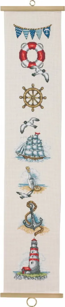 Kit broderie point de croix Maritim Permin 35-6120 - 18x90 cm complet