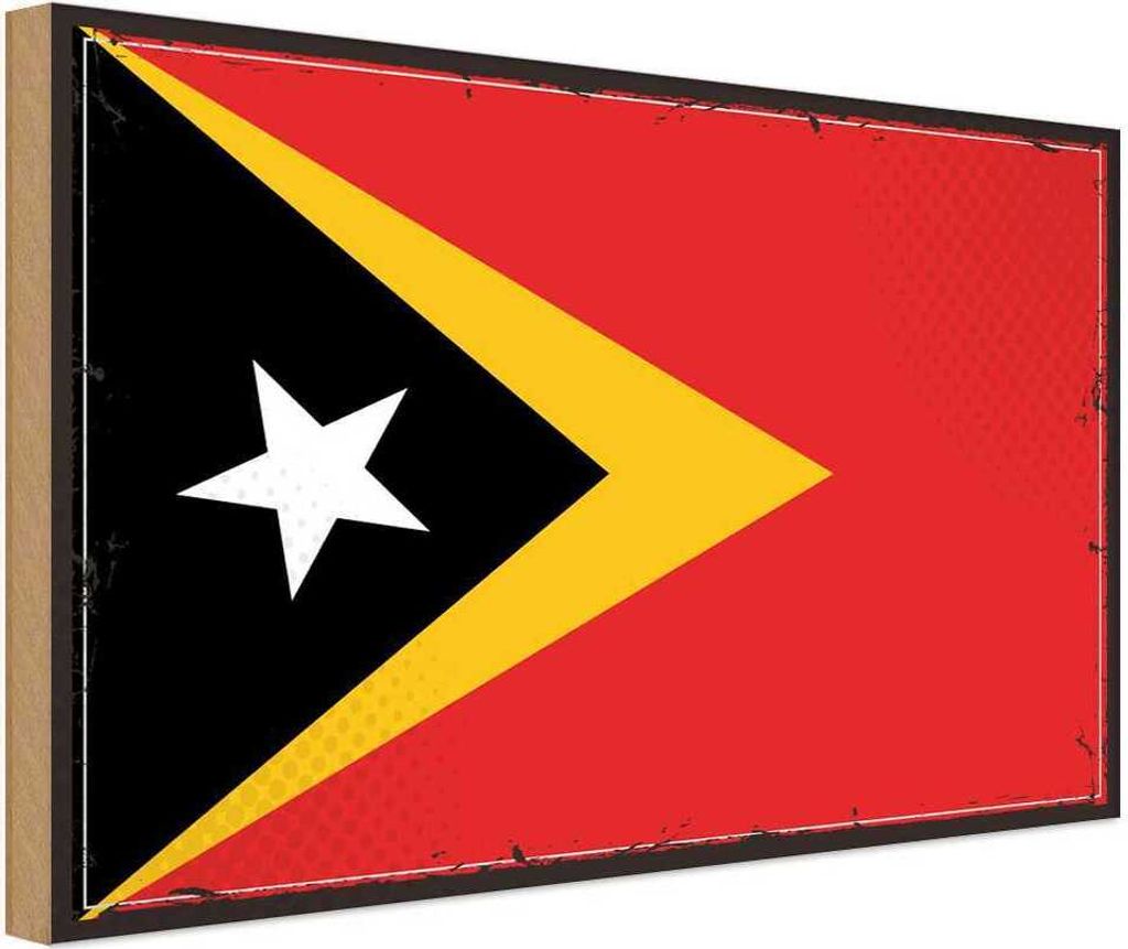 vianmo Holzschild 12x18 cm Osttimors East Timor Flagge Fahne Wappen