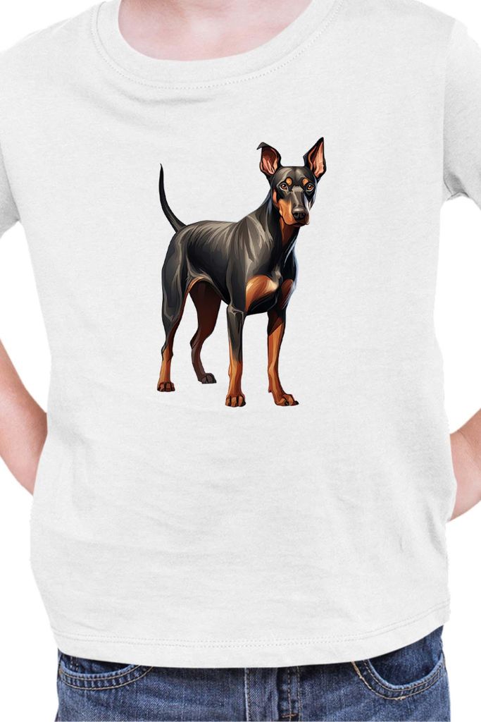 Kinder T-Shirt Dogs Breeds Doberman Pinscher Dog Breed 006, 12-13 Jahr - 152 / Weiß