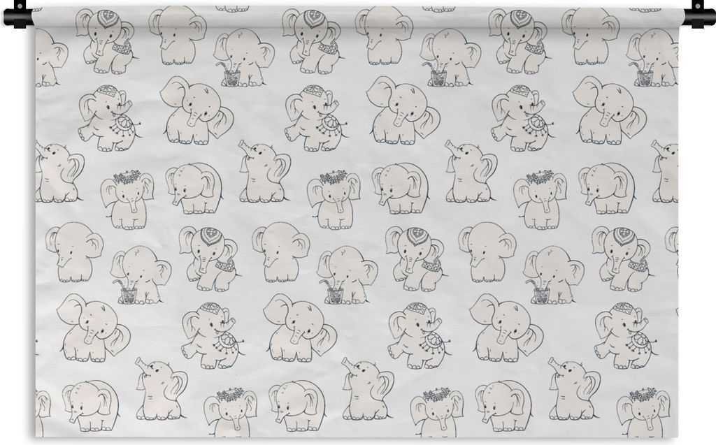 MuchoWow Wandteppich Wandbehang Elefant - Schnittmuster - Baby 60x40 cm Tapisserie Dekoration Wandtuch - Wanddekorationen