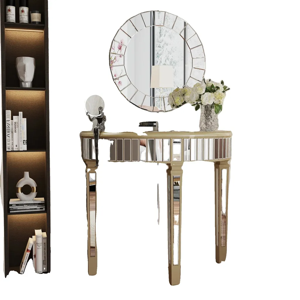 Console miroir gris clair moderne : optimisez la lumière du couloir