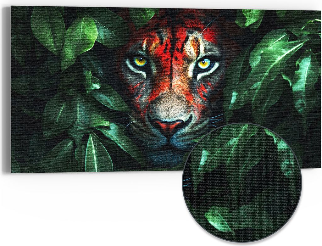 DEQORI Hybrid Leinwand Bild 60x30 cm 'Dschungelblick' Wandbild Glas flach modern