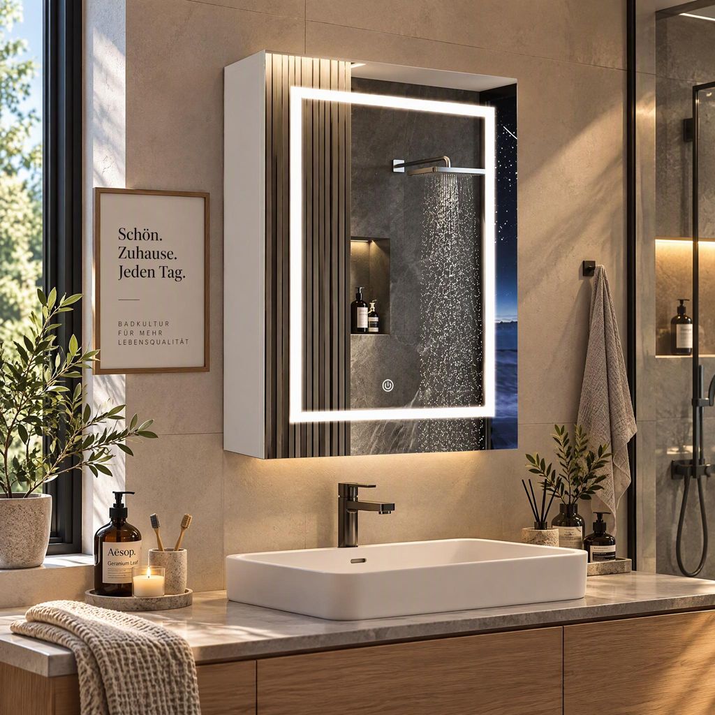 Spiegelschaaf voor de badkamer met LED-verlichting, 50x70 Productafbeelding 