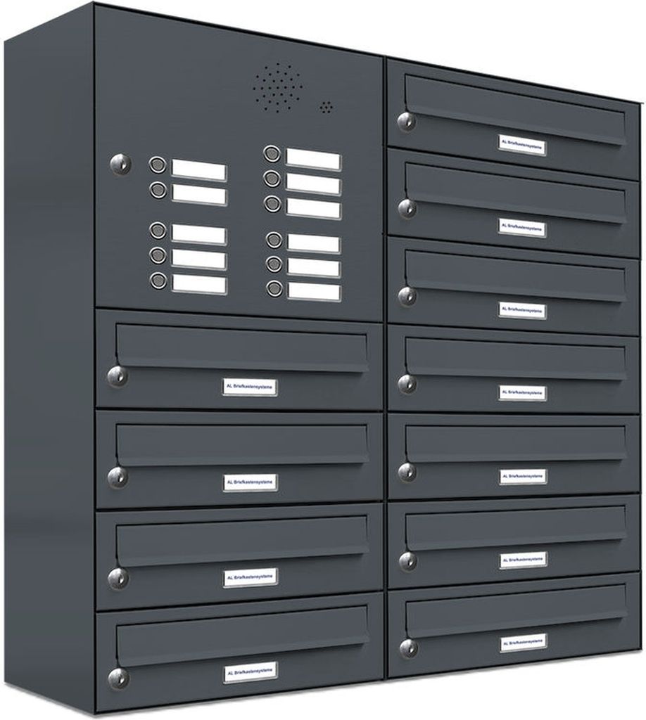 11er Briefkasten Anlage Aufputz - Wandmontage RAL 7016 Produktbild 