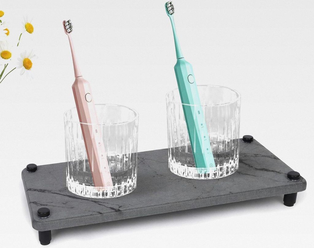 Wasserabsorbierendes Steintablett Spüle Organizer Grau Marmor Spülutensilien Aufbewahrung Anwendbar auf Schwammbürste Seife Shampoo Lotionen, Sc...